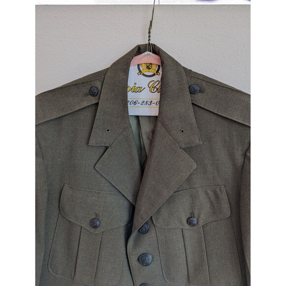 Vintage 1960s Wool Military Jacket Olive - Picture 5 of 10